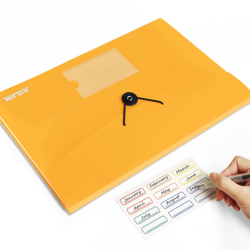 RIEJIN Accordian File Organizer 7 Pocket Expanding File Folder with Labels, Plastic Expandable File Folder for Documents Letter Size A4 Papers - Orange - Image 4
